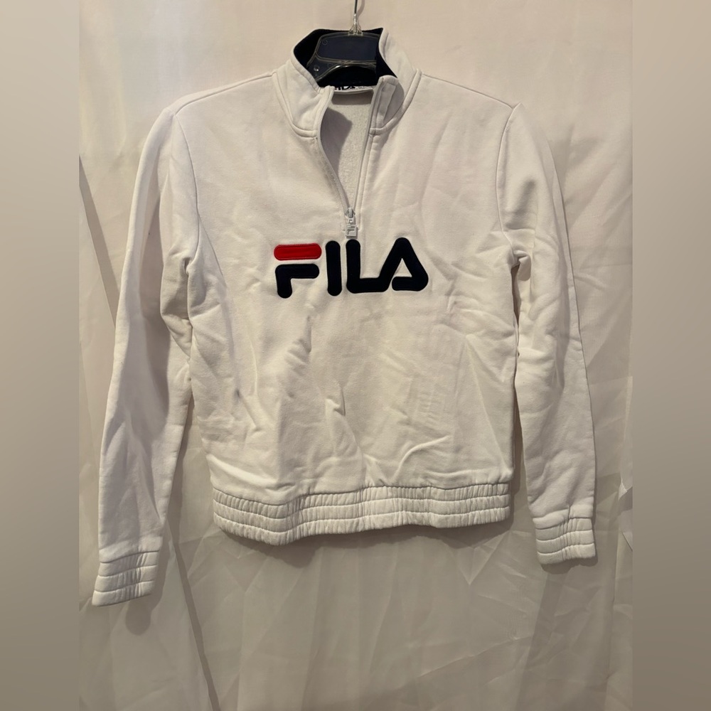 Fila Women's White Pullover 1/4 Zip‎ Sweatshirt Size Small